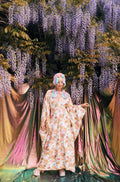 Pink Rose Garden V-Neck Kaftan Gown