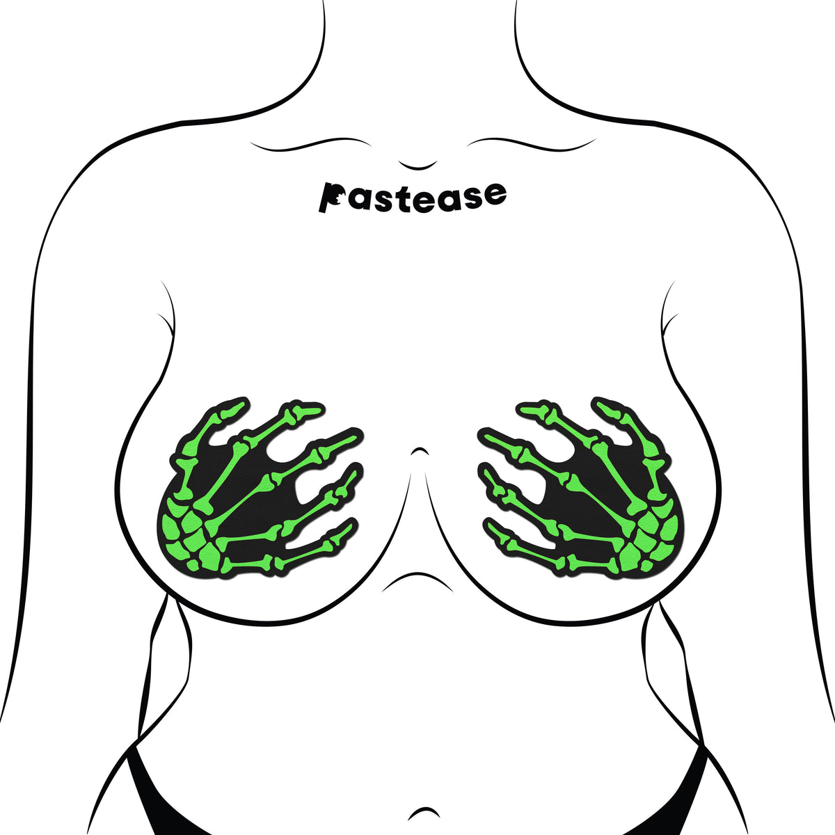 Zombie Neon Green Skeleton Hands Nipple Pasties