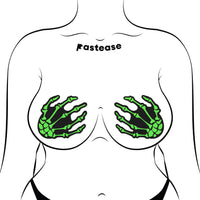 Zombie Neon Green Skeleton Hands Nipple Pasties