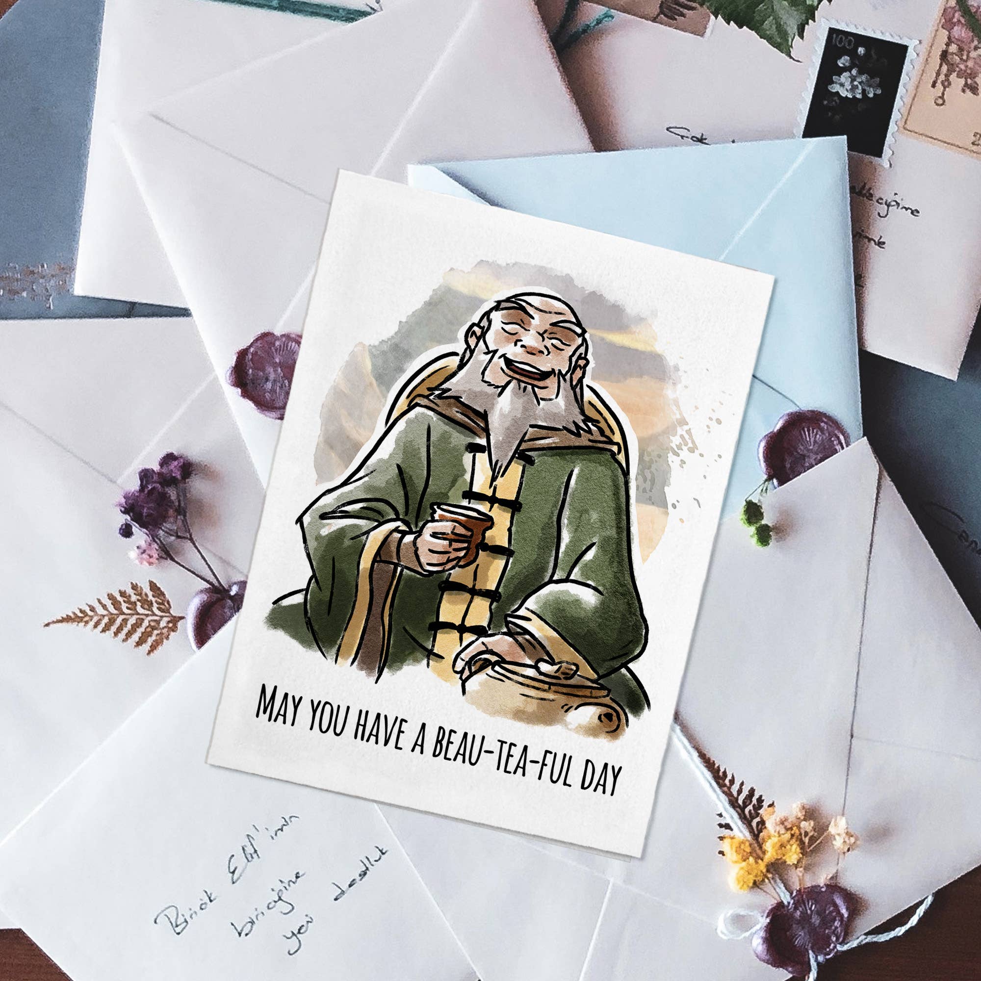 "Beau-tea-full" - Wise Tea Drinking Uncle Birthday Card