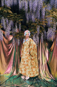 Amber Floral Print V-Neck Kaftan Gown