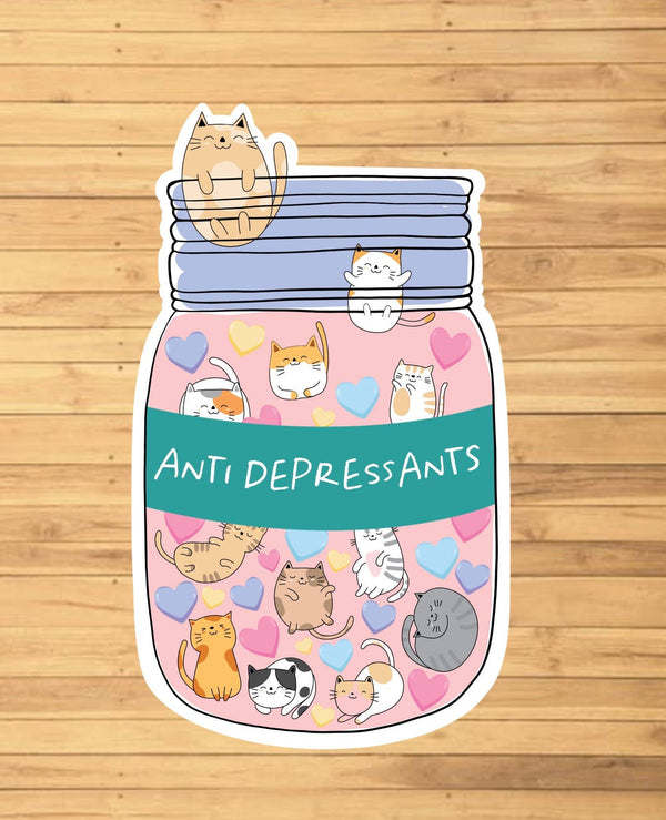 Cat Anti Depressant Sticker