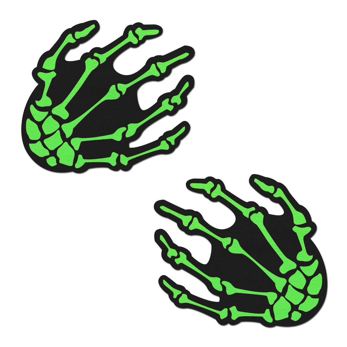 Zombie Neon Green Skeleton Hands Nipple Pasties