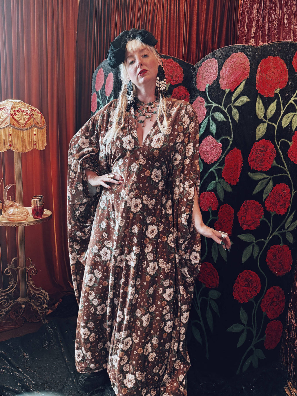Harvest Meadow Opulent Velvet V-Neck Kaftan Gown