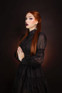 Morgana - Romantic Victorian Inspired Party Dress - BLACK - PRE-ORDER