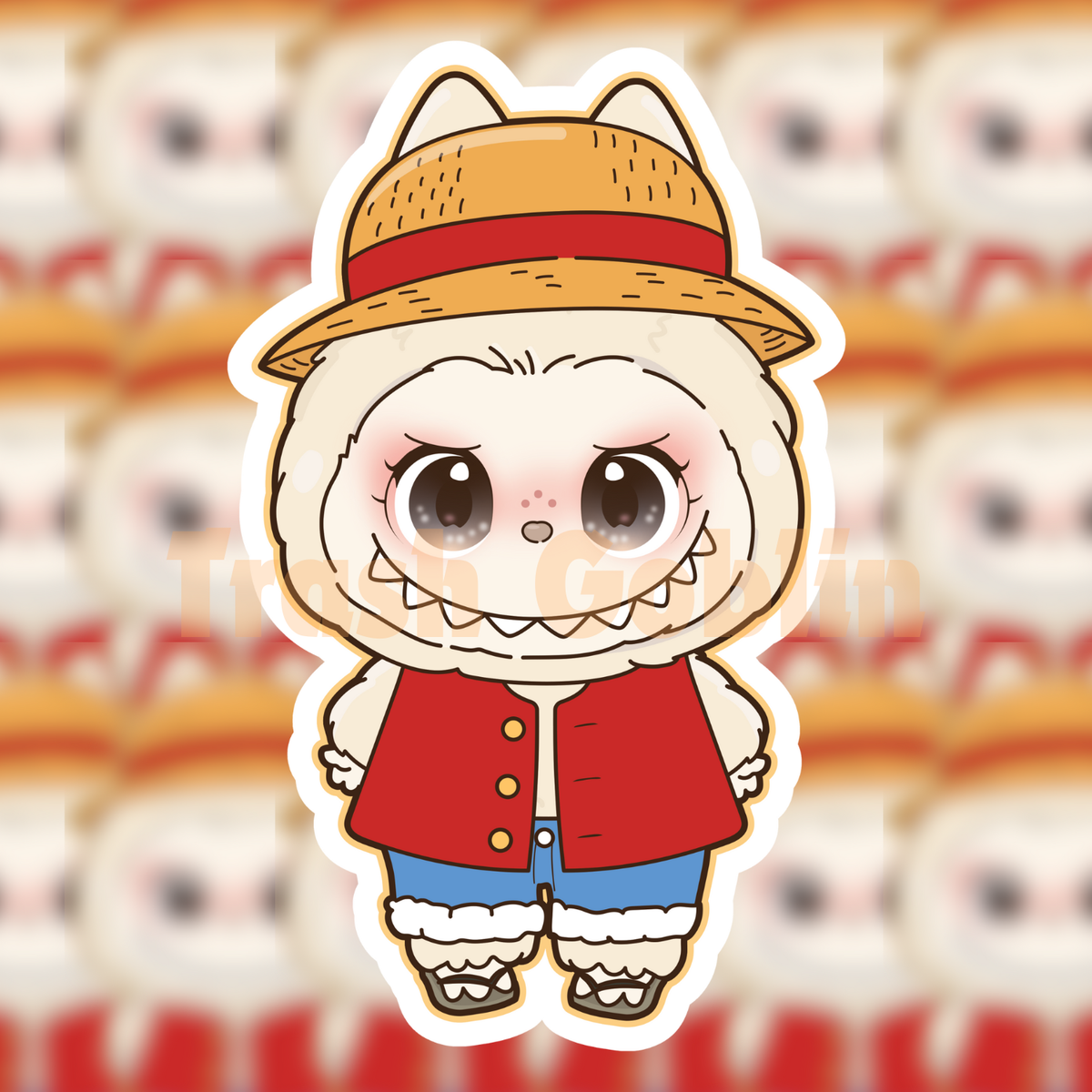 Monkey D. Luffy Labubu Vinyl Sticker