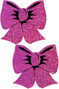 Bow: Hot Pink Glitter Bows Nipple Pasties by Pastease®