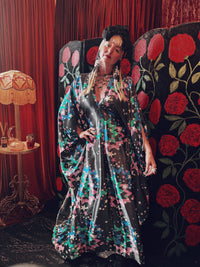 Cosmic Starlight Slinky V-Neck Kaftan Gown