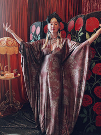 Rose Harvest Slinky V-Neck Kaftan Gown