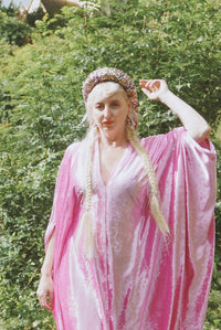 Effortless Velvet Ballerina Pink kaftan Gown