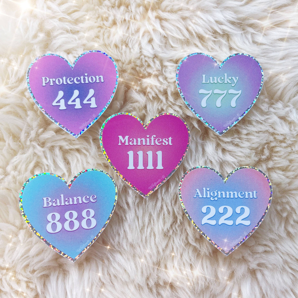 Angel Number Heart Sticker - Manifest Protection Alignment +