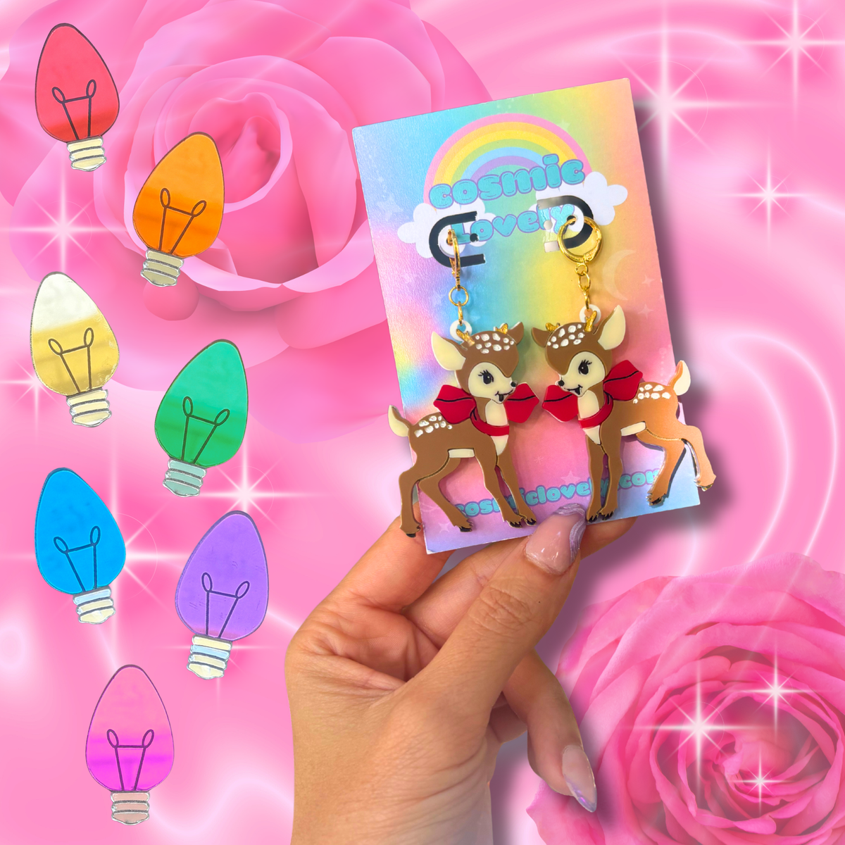 Retro Christmas Deer Earrings