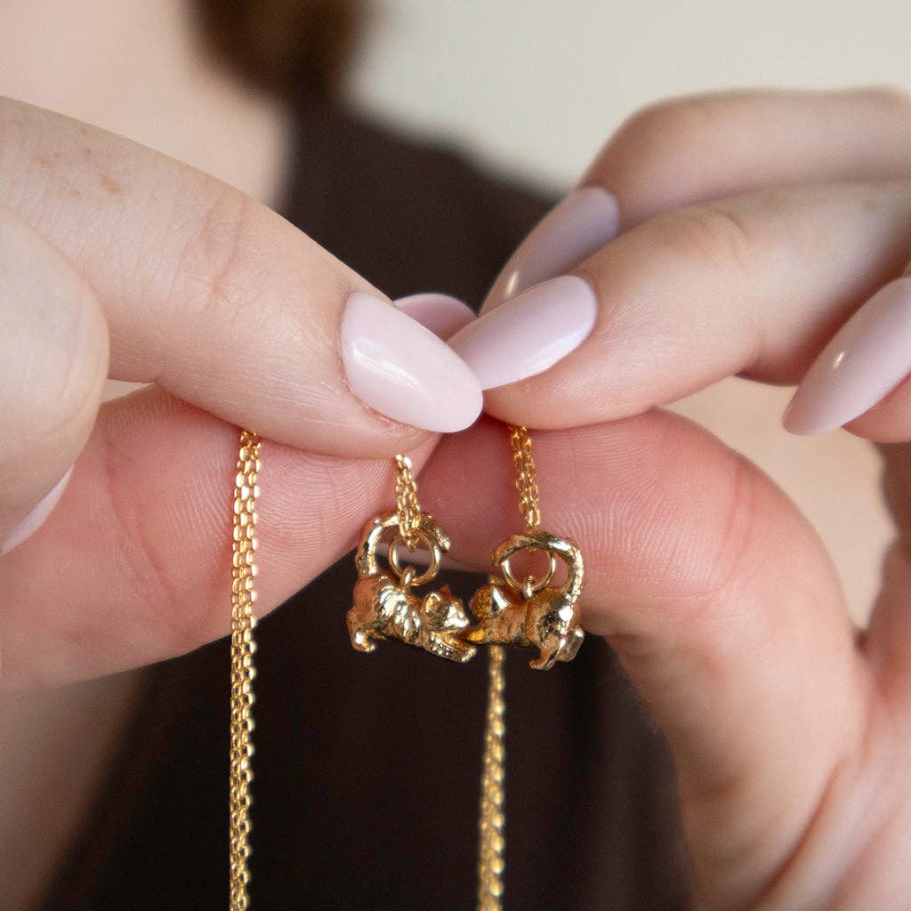 BFF Cat Heart Tail Necklace Duo