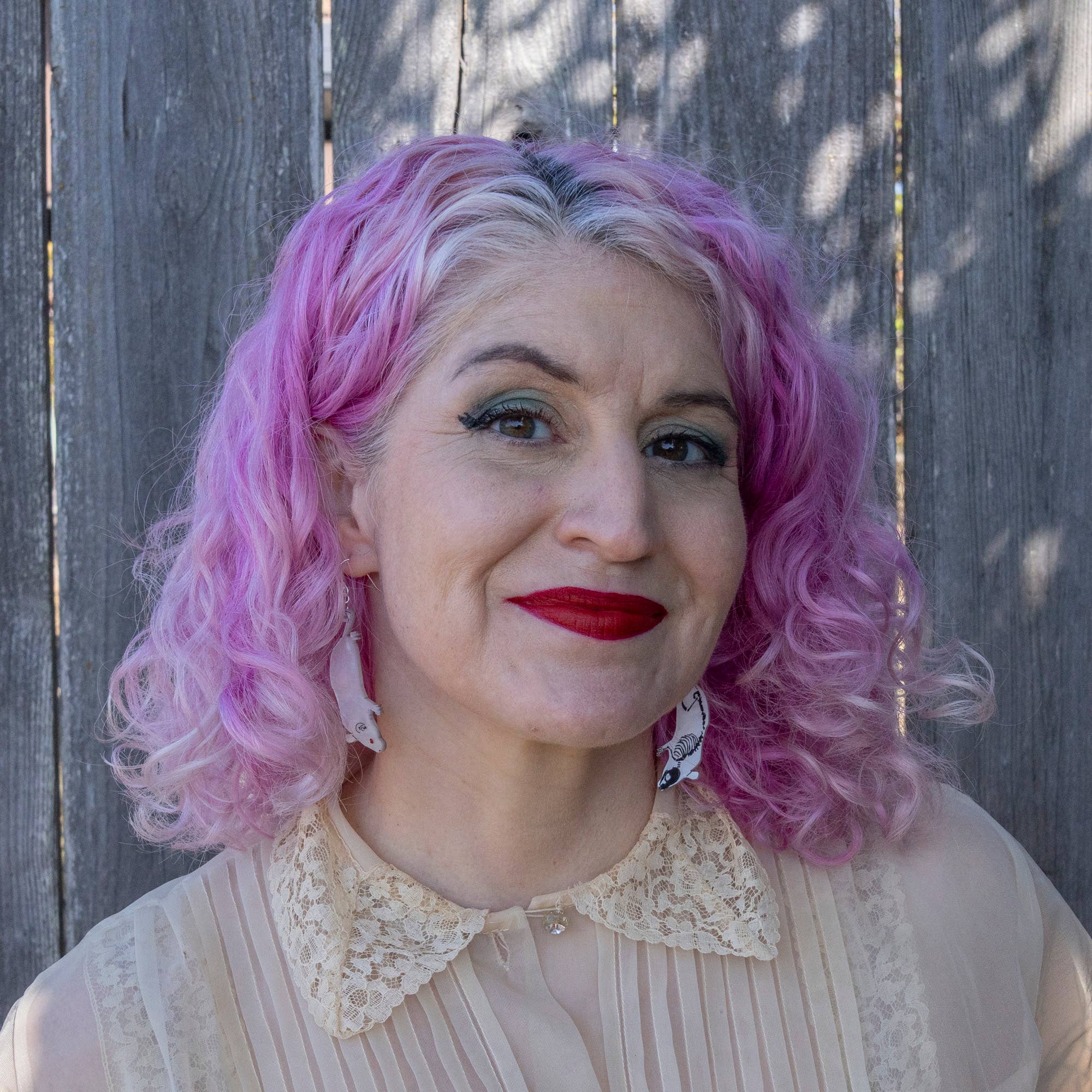 White Skeleton Mouse Earrings