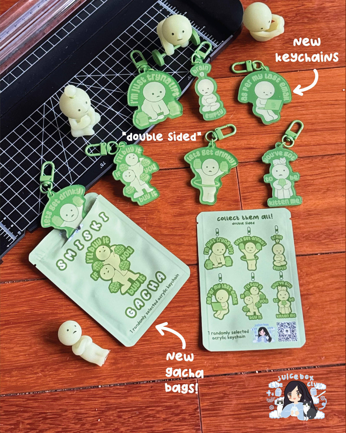 Smiski Inspired Double Sided Keychain