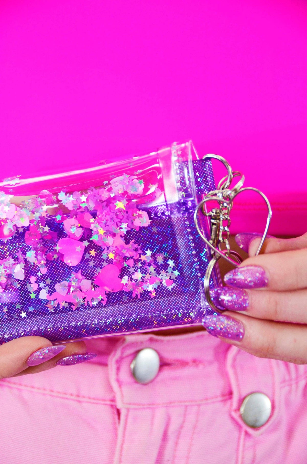 Liquid Glitter Tiny Wallet - Cosmic Unicorn