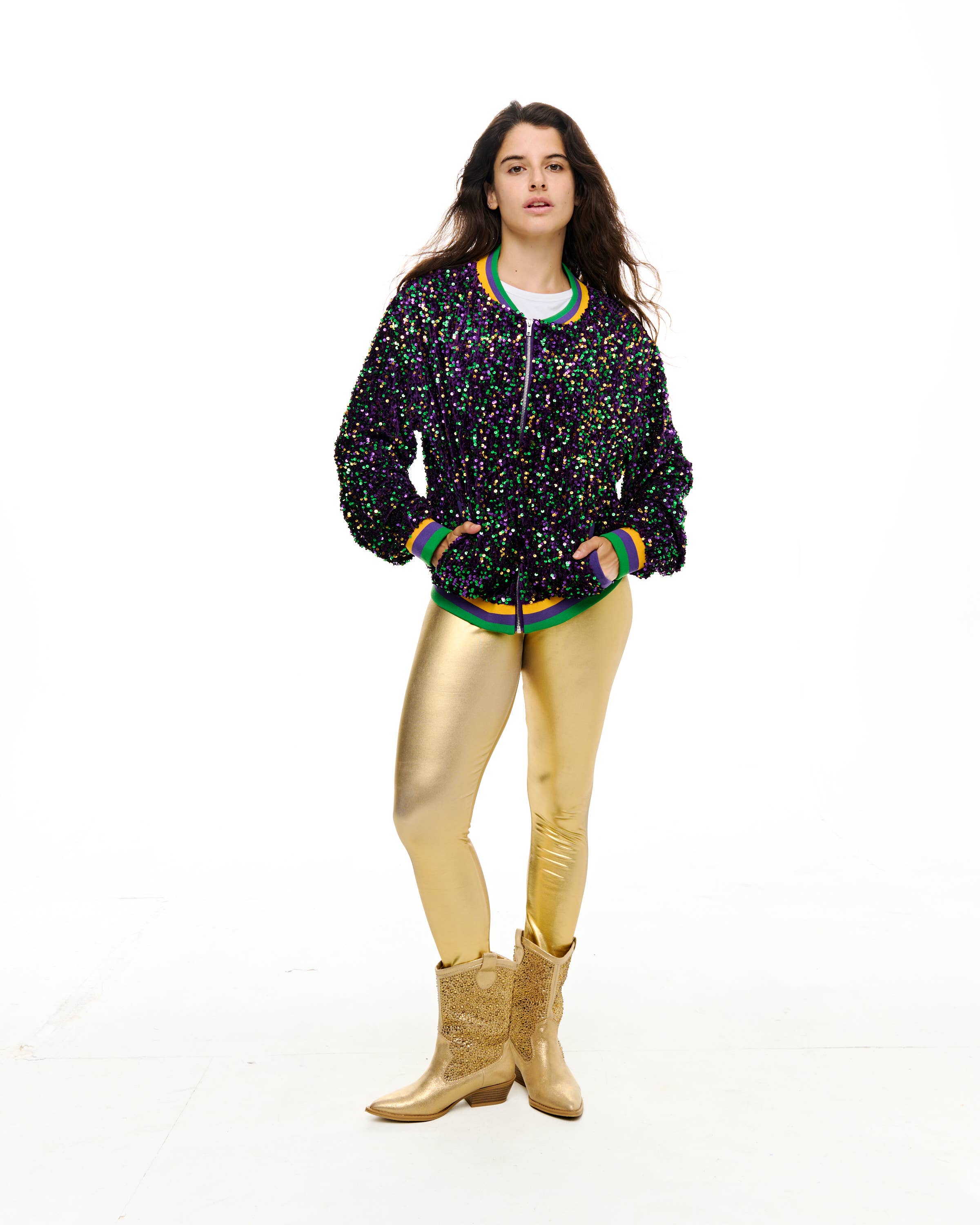 Mardi Gras confetti sequin jacket-Adult LG SIZE