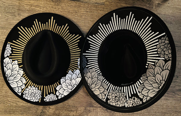 Vegan Felt Hat - XL Brim - Dahlia Burst