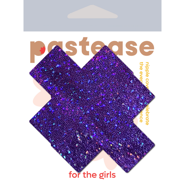 Plus X: Glitter Purple Cross Nipple Pasties by Pastease®