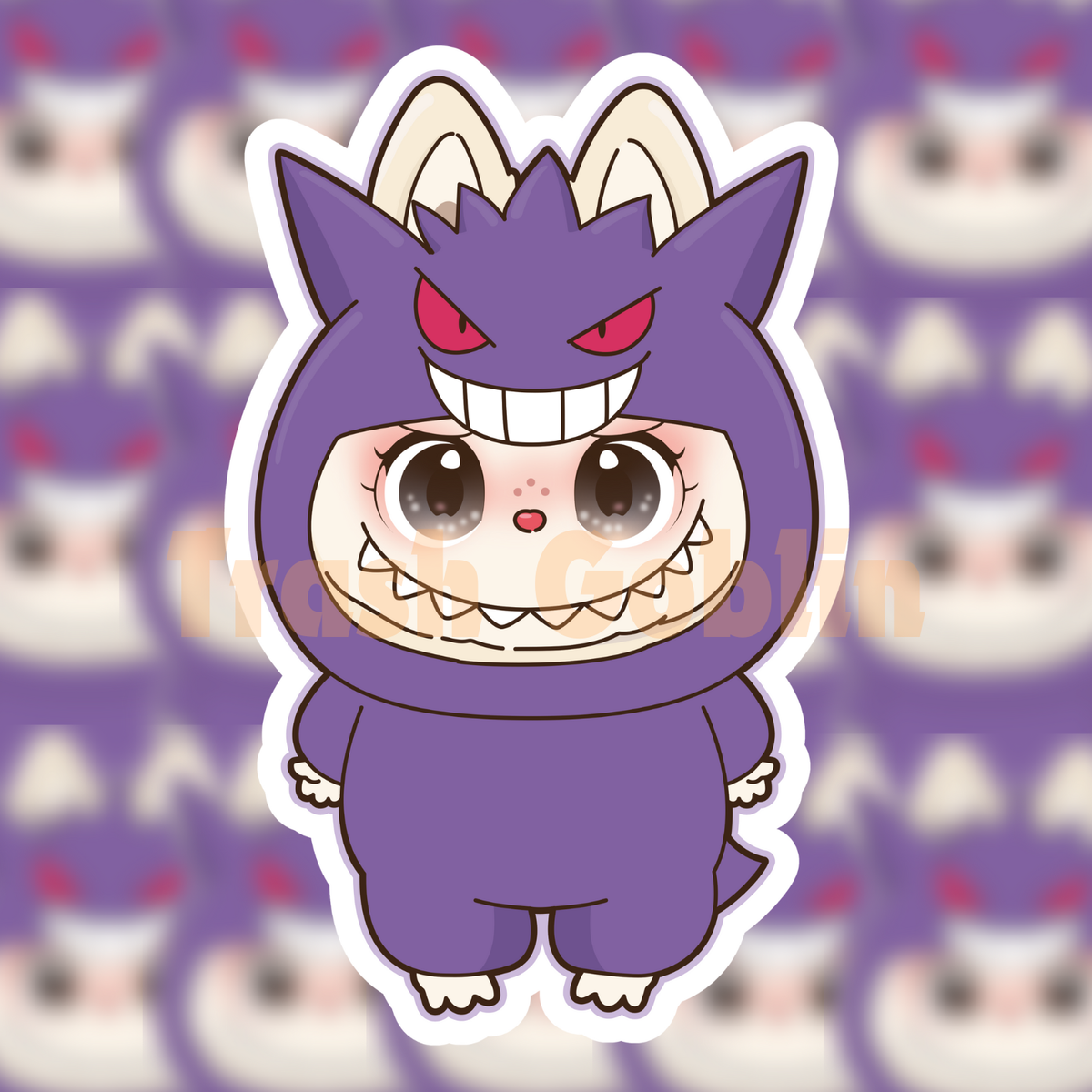 Gengar Labubu Vinyl Sticker