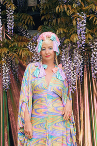 Psychedelic Dream Print V-Neck Kaftan Gown