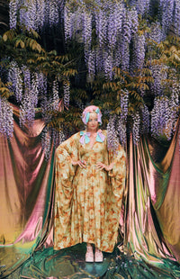 Amber Floral Print V-Neck Kaftan Gown