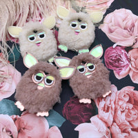 Rose Pink Furry Furby Earrings, Laser Cut Acrylic, Plastic Jewelry