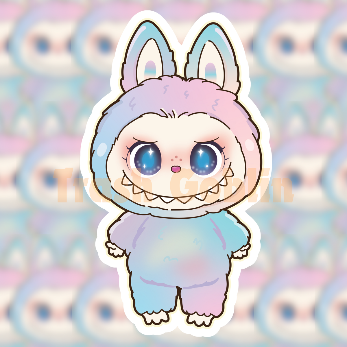 Pastel Tie Dye Labubu Vinyl Sticker