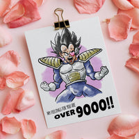 "Over 9000" - Anime Meme Inspired Valentines Love Card