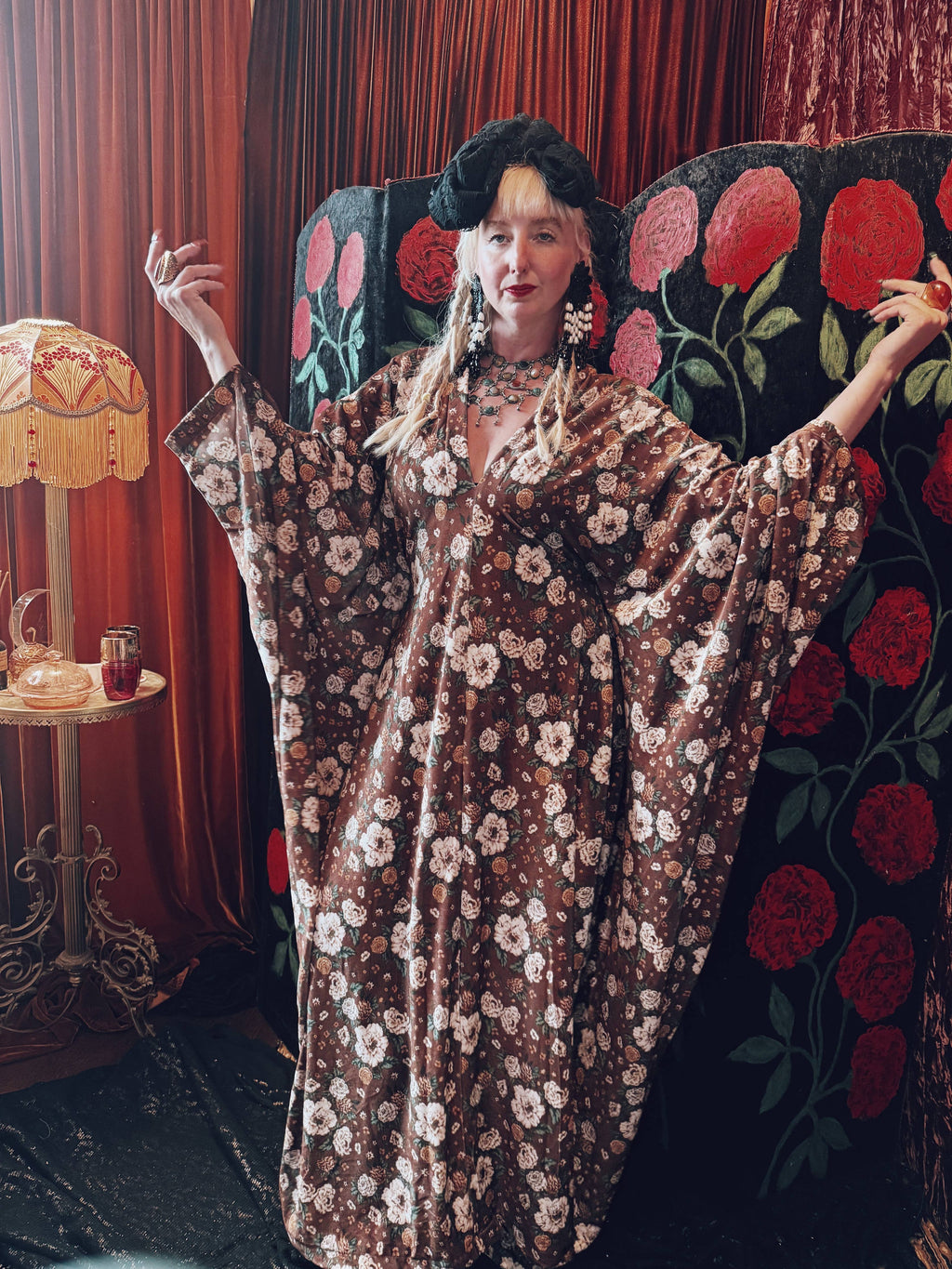 Harvest Meadow Opulent Velvet V-Neck Kaftan Gown