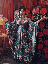 Cosmic Starlight Slinky V-Neck Kaftan Gown