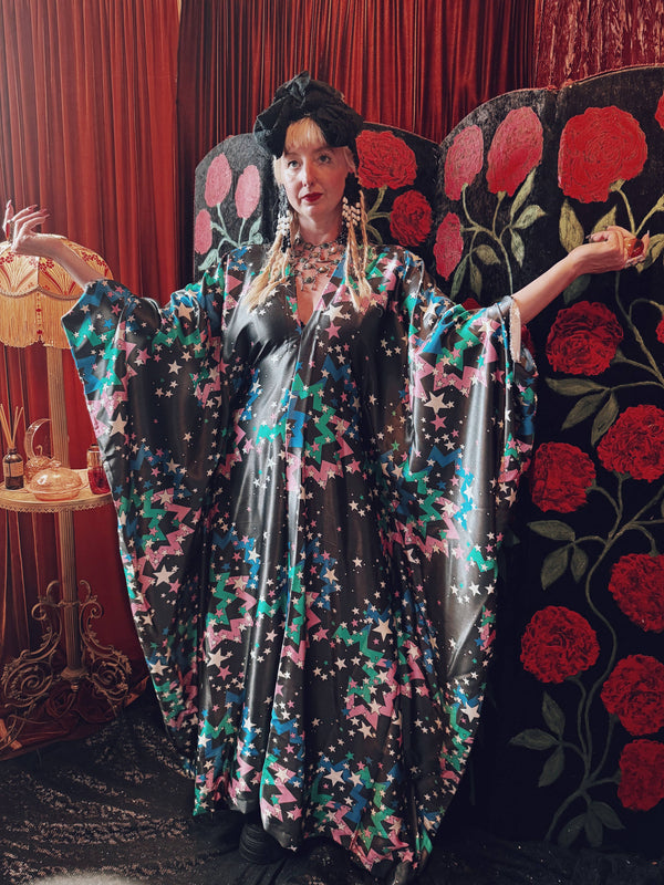 Cosmic Starlight Slinky V-Neck Kaftan Gown