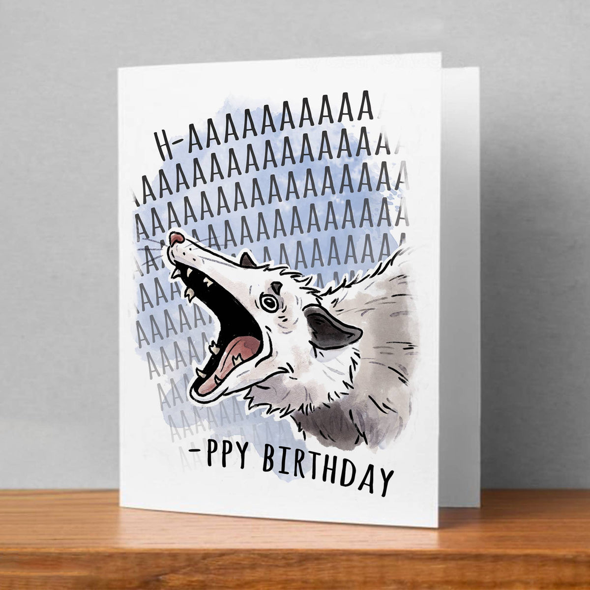 "Happy Screaming Possum" Funny Meme Birthday Card for Friend