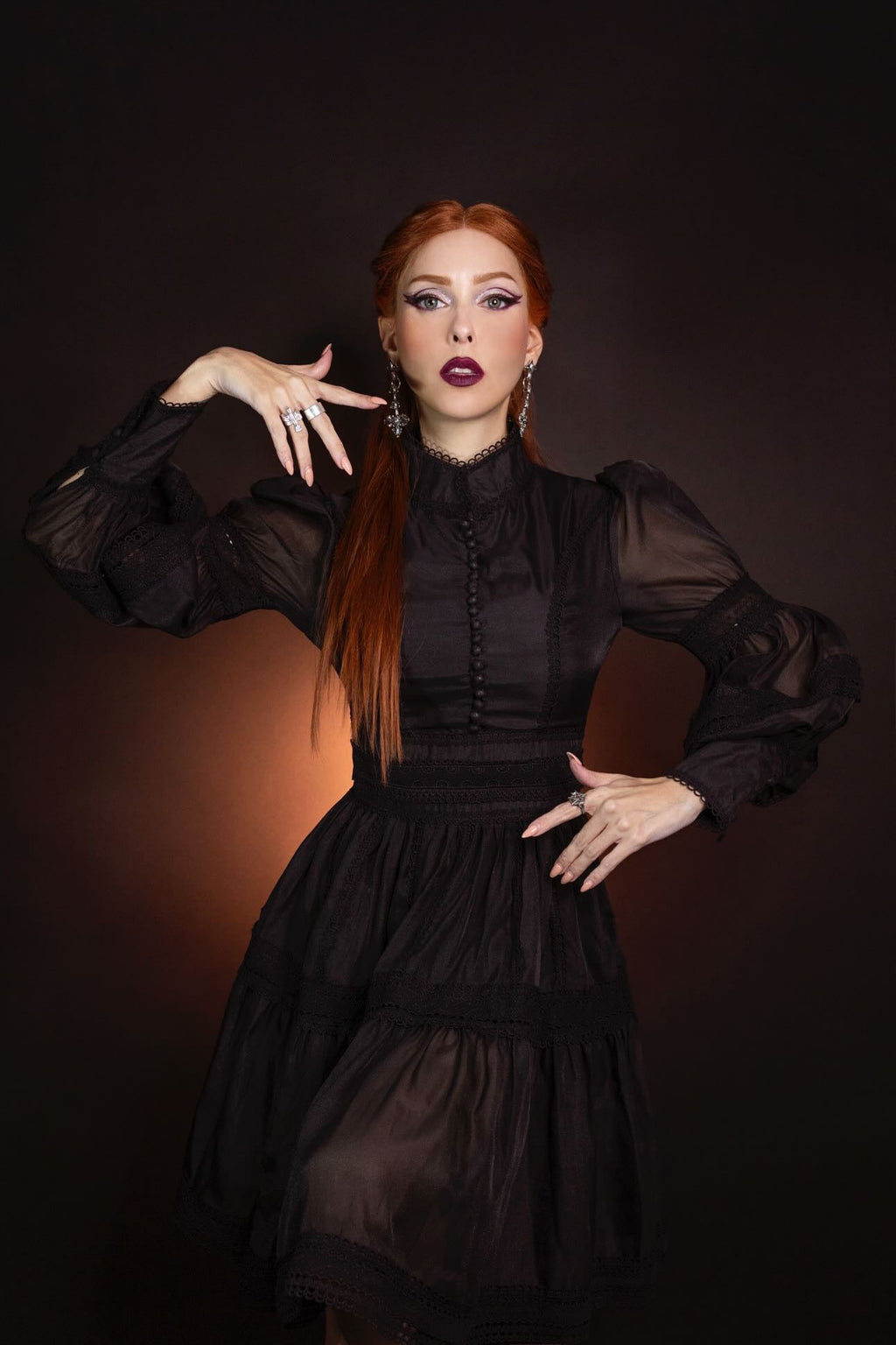 Morgana - Romantic Victorian Inspired Party Dress - BLACK - PRE-ORDER