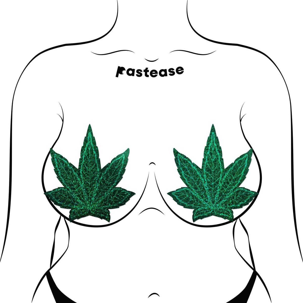 Coverage: Pot Leaf Green Full Breast Covers Support Tape