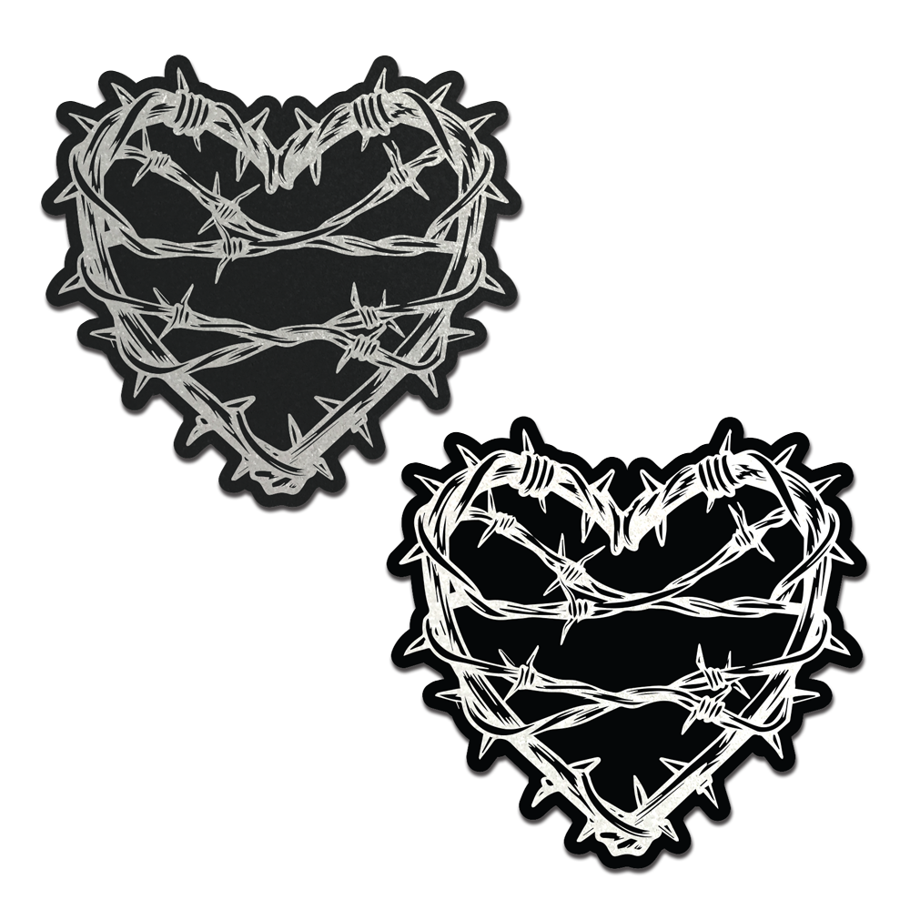 Barbed Wire Heart Pasties Reflective Nipple Covers