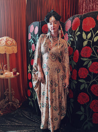 Golden Rose Slinky V-Neck Kaftan Gown