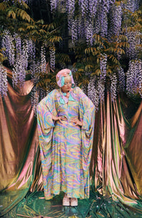 Psychedelic Dream Print V-Neck Kaftan Gown