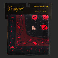 Witchy Black Cat Altar Cloth, Wall Hanging, Bandana: Red