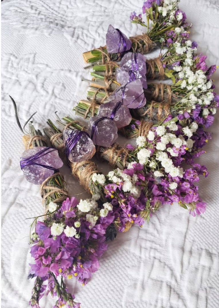 Amethyst, Lavender and Palo Santo Smudge Stick
