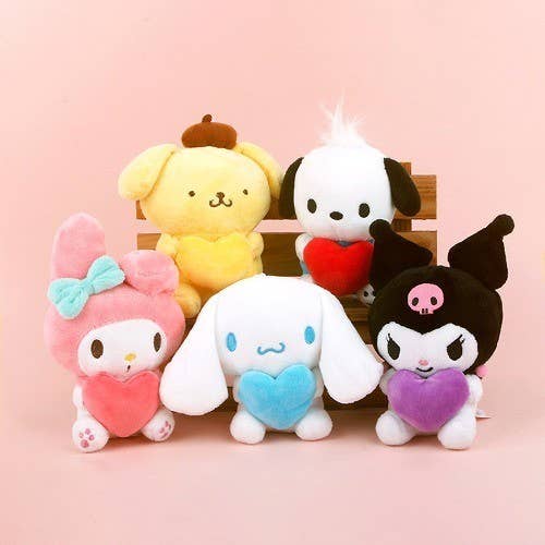 Sanrio Characters with LOVE Hearts Key Ring, Bag Charm 8cm