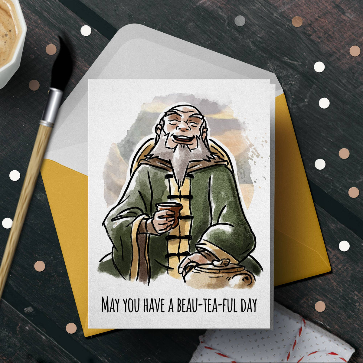 "Beau-tea-full" - Wise Tea Drinking Uncle Birthday Card