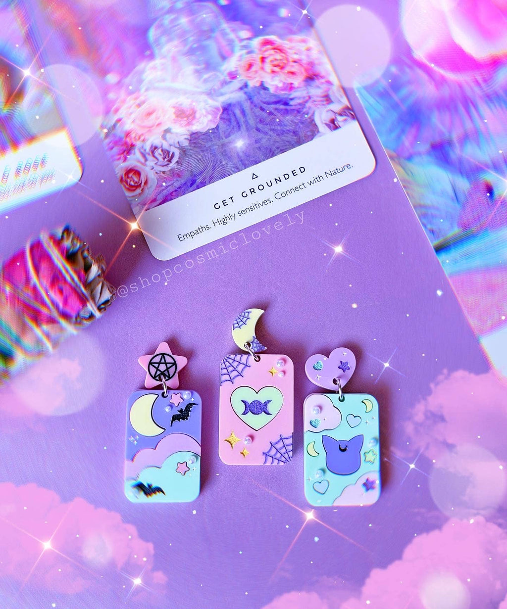 Kawaii Halloween Tarot Card Earrings