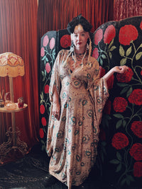 Golden Rose Slinky V-Neck Kaftan Gown