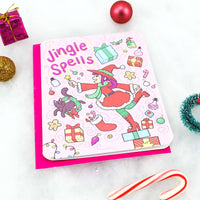 Jingle Spells Witchy Witch Pastel Christmas Holiday Card