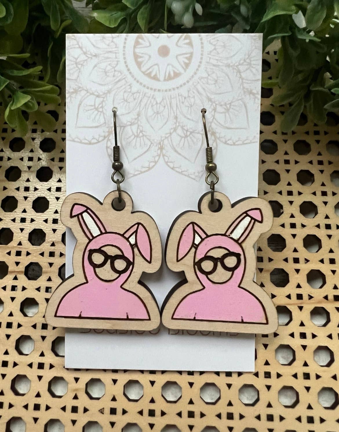 Christmas cute bunny hand painted lightweight maple wood 