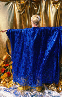 Desert Blue Lace Sequin V-Neck Kaftan Gown