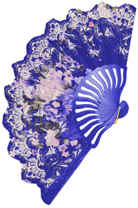 Rose Floral Gold Glitter Shimmer Hand-Held Folding Fan