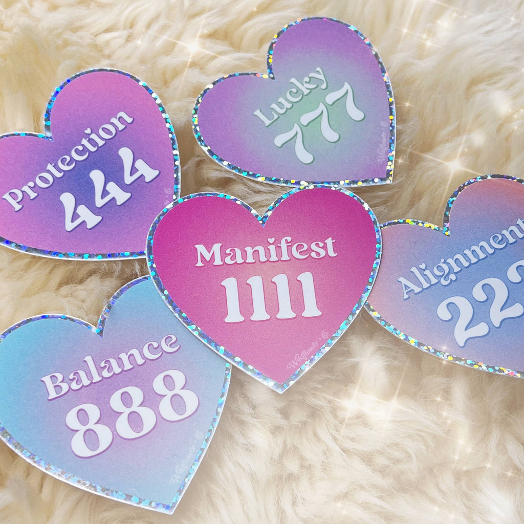 Angel Number Heart Sticker - Manifest Protection Alignment +
