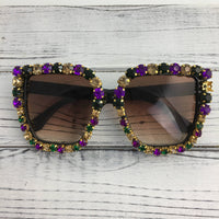 Large Mardi Gras rhinestone sunglasses